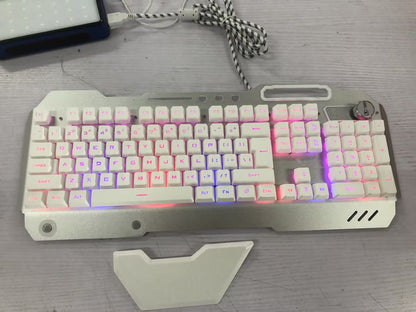 ErgonomicWired Gaming Keyboard with RGB Backlight Phone Holder White